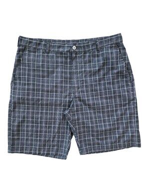 Ben Hogan Performance Plaid Gray & White Mens Shorts Large
